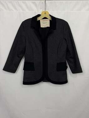 Cartonnier Anthropologie Womens Size 4 Gray Blazer Ruffle Back Jacket
